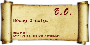 Bóday Orsolya névjegykártya